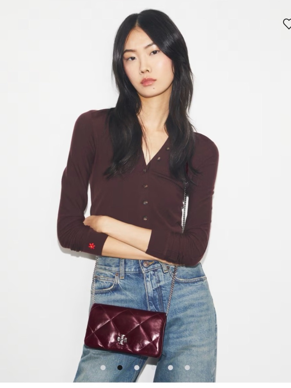 Tory Burch Quilted Leather Chain Crossbody in Burgundy Wine - Picture 3 of 6